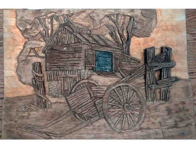 Carving: Norman Stauffer hand-carved country scene #1