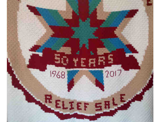 Very special 86' x 92' hand crocheted, 50th MMRS anniversary Afghan