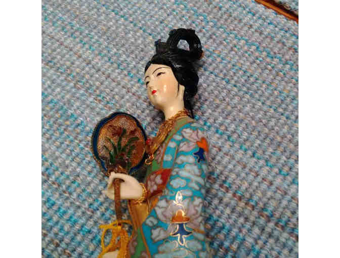 Vintage Chinese cloisonne Court Lady Statue #2