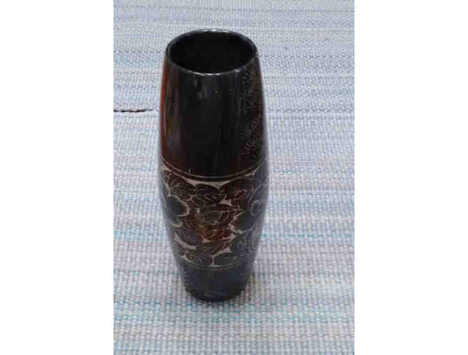 Hand carved, black marble vase