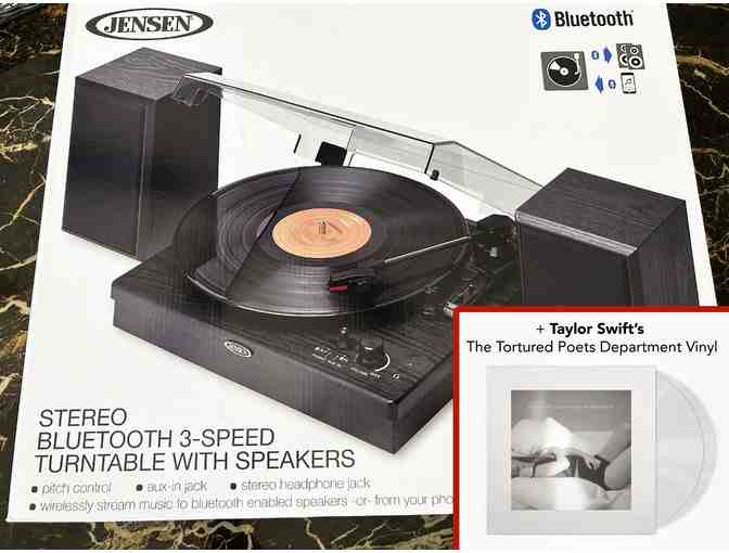 Jensen Stereo Bluetooth Turntable with Speakers + Taylor Swift Vinyl - Photo 1