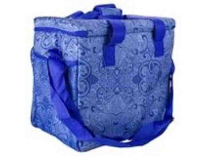 14.25" Blue Paisley Collapsible Cooler w/Pop-Up Table - Photo 1