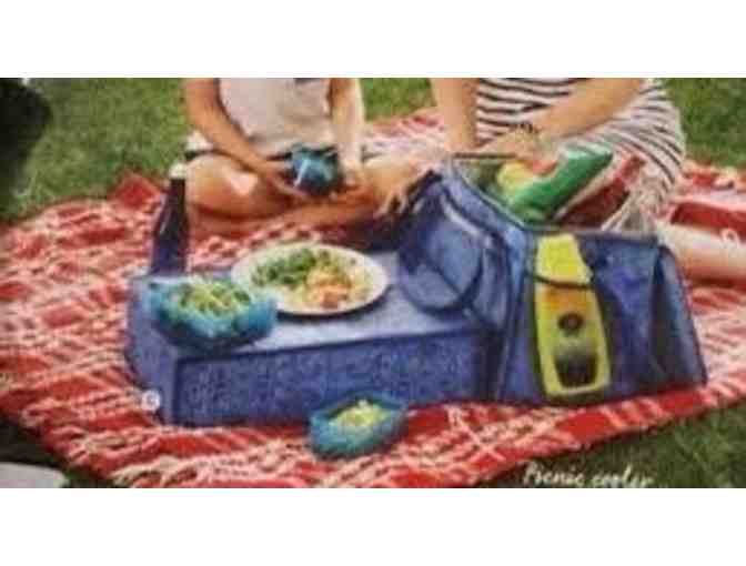 14.25" Blue Paisley Collapsible Cooler w/Pop-Up Table - Photo 2