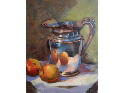 "Silver Pitcher and Peaches" by Lynn Dunbar