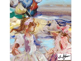 AAA COLLECTIBLE! SERIOLITHOGRAPH ON CANVAS!!!'Two Girls At The Beach' by Rita Asfour