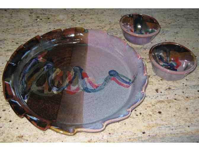 Beautiful Platter with two bowls by Bruce Larrabee