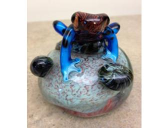Small House Art Glass Frog