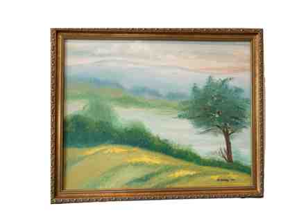 Framed Original Oil Painting "Mist on the Charles" by Needham artist, Naomi Wilsey