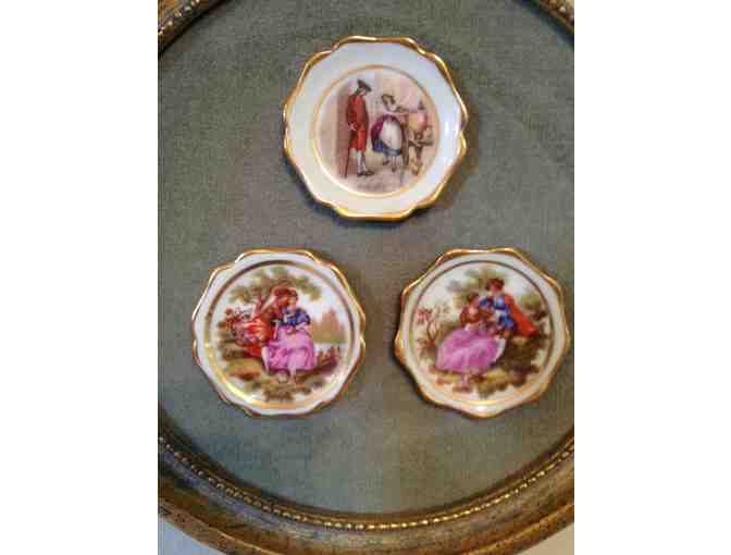 Vintage Miniature Limoges Plates in Display Frames