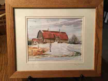 Water Color of a VT Barn Beautifully Framed