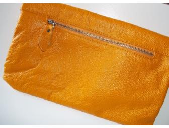 Super Chic 100% Leather Mustard Colored Convertible Clutch/Handbag!