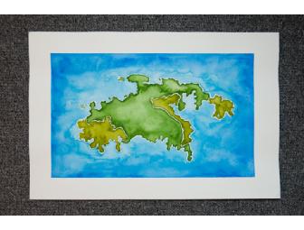 Original watercolor painting - St. John Map
