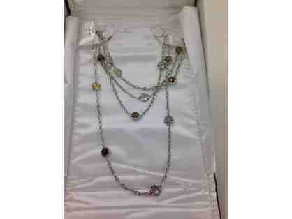 Lady's White Sterline Silver Tacori 18 K925 Colored Medley Necklace