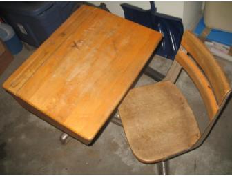 2 Old Fashion School Desks with Seats