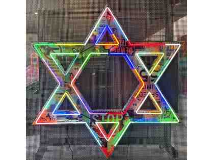 Large Neon Jewish Star (SHALOM)