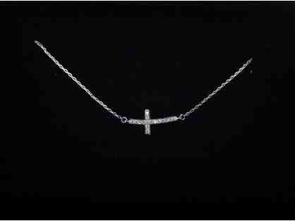 Sterling Silver Cross Necklace w Swarovski Crystals