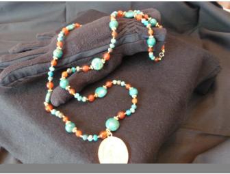 Turquoise & Red Stone Necklace
