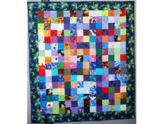 Handmade Blue/Multi Colored Twin Quilt