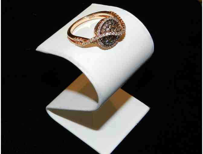 14K Rose Gold Ring with Cocoa and White Diamonds - 1 Carat