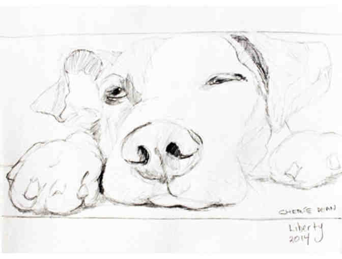 Pet Portrait - 12x12 Acrylic on Wrapped canvas + 1 Pencil Sketch by Cherie Dean
