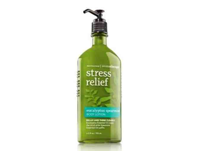 Bath and Body Works Spa Stress Relief Aromatherapy Package - Lotions, Candle, Candleholder
