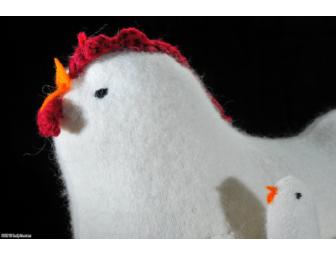 Merino felted 'Henny Penny' with baby chicks