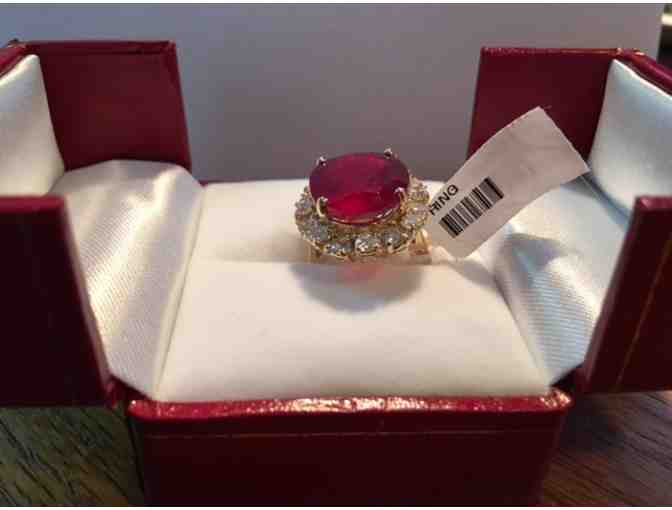 NEW 14KYG 16 CWT Ruby and 2.2 CWT Diamond Ring