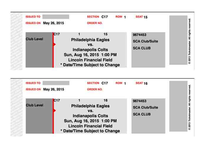 Pair of Philadelphia Eagles Pre-Season Tickets
