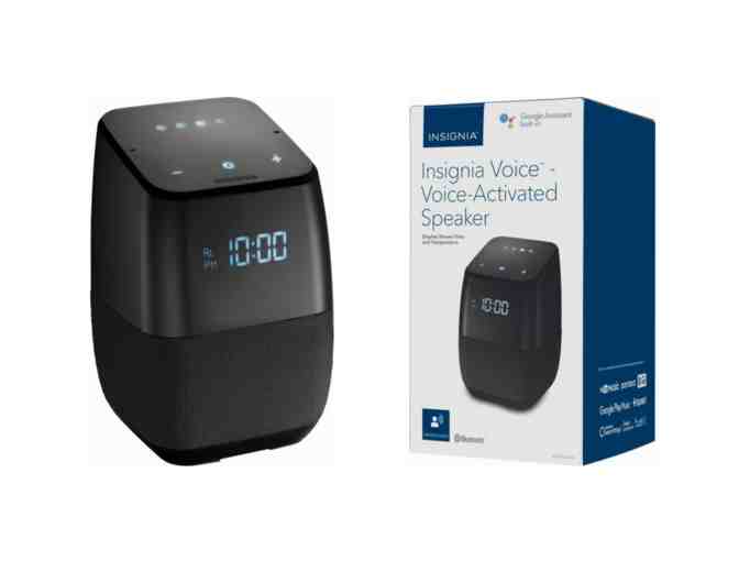 Insignia - Voice Smart Bluetooth Speaker, Alarm Clock w/ Google Assistant - Black