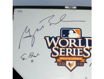 Presidents Bush (both!) and Ump Signed 2010 World Series Home Plate