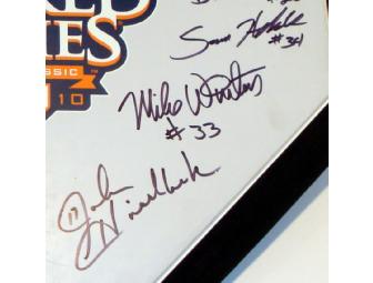 Presidents Bush (both!) and Ump Signed 2010 World Series Home Plate