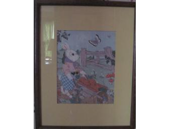 Pair of framed Peter Rabbit Fabric Prints