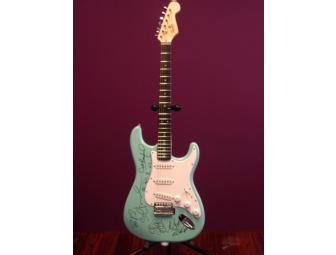 Teal Squier by Fender Guitar Signed by Dave Matthews Band