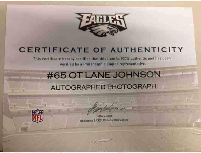 Signed 8x10 Photo of Phila. Eagles Offensive Tackle Lane Johnson