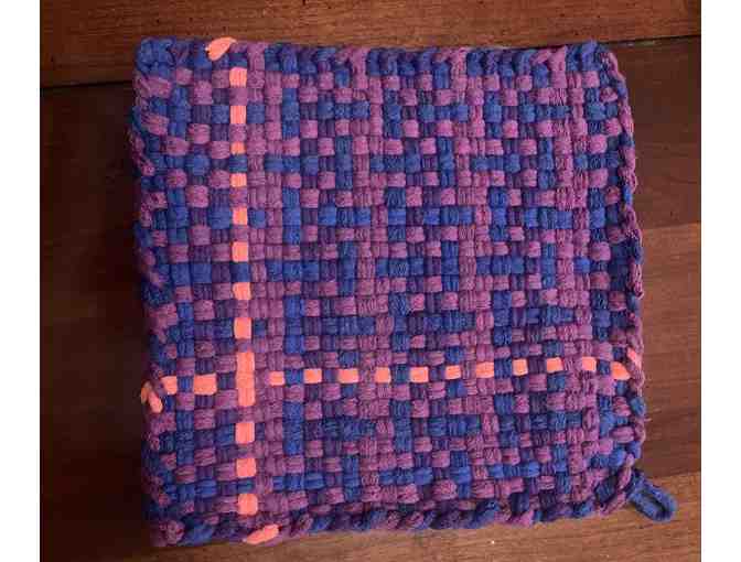 Handmade woven trivet and potholder - Photo 2