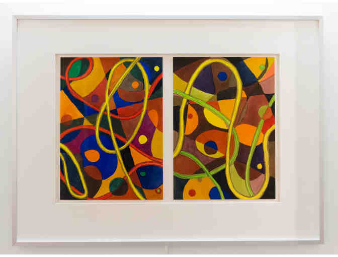 Watercolor Diptych by Lora Lee Bell, 'Loose Lines'