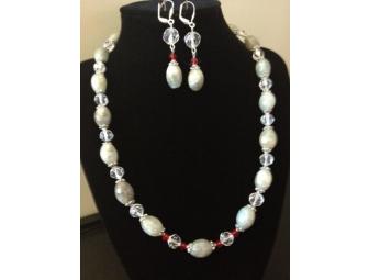 Aquamarine and Crystal Necklace and Earring Set