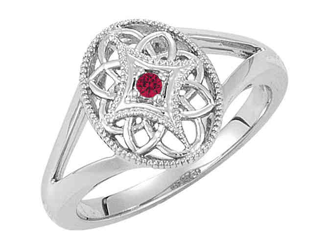 Genuine Ruby Vintage Design Ring in Silver