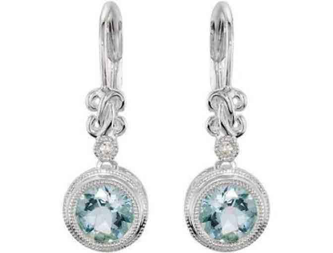 Diamond and Aquamarine Earrings in Silver