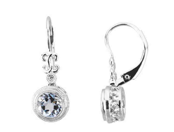 Diamond and Aquamarine Earrings in Silver