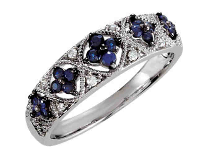 Genuine Diamond &amp; Blue Sapphire Ring