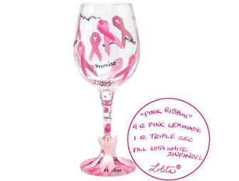 2 Lolita Pink Ribbon Wine Glasses