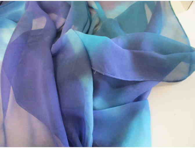 Chase away the blues with this Exquisite Hand Painted Silk Chiffon Scarf