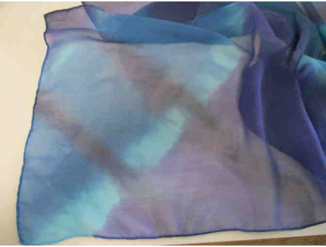 Chase away the blues with this Exquisite Hand Painted Silk Chiffon Scarf