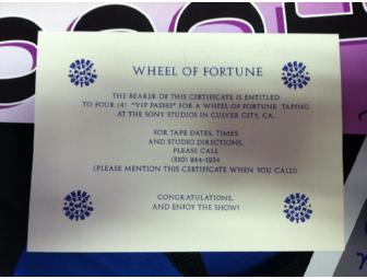 4 VIP Passes for a Live Taping of 'Wheel of Fortune' and Gift Bag!