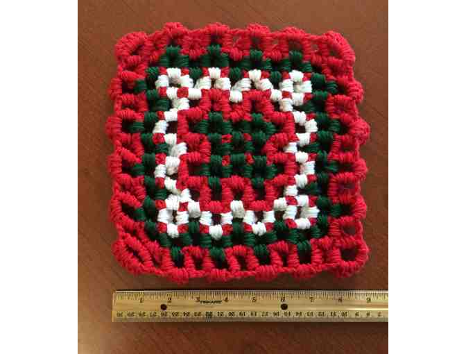 Crochet Trivets-Reversible with red & green trim