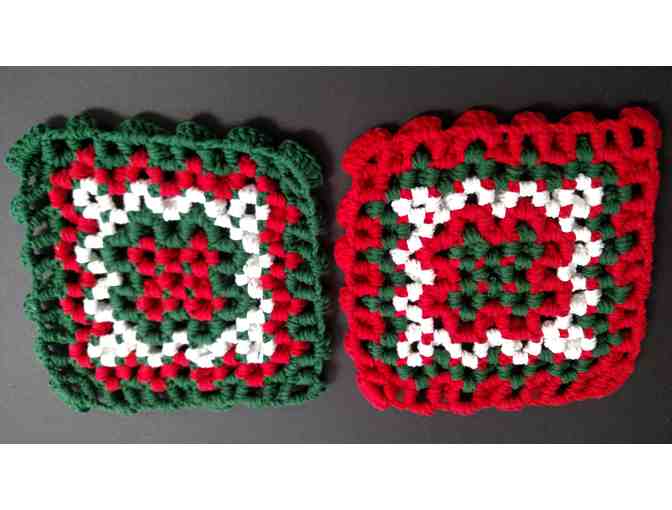 Crochet Trivets-Reversible with red & green trim
