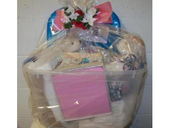 $35 Gift Certificate to The Cutting Studio along with a basket of crystal wedding gifts