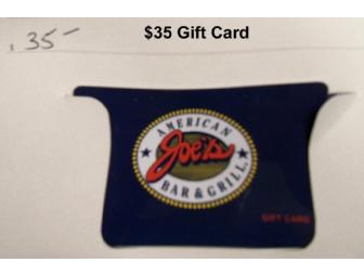 $35 American Joe's Bar & Grill Gift card with a Patriotic 'Red/White/Blue' Basket