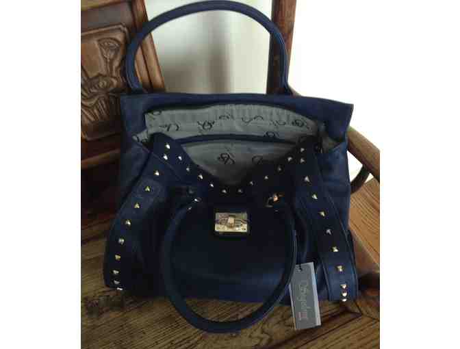 Blue Leather Handbag by Segolene